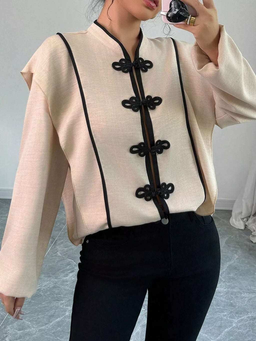 Chinese-style Mandarin Collar Blouse (4)