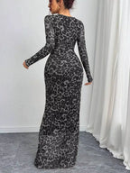 Leopard Ruched Bodycon Maxi Dress (4)
