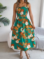 Smocked Floral Tie Shoulder Midi Dress (14)