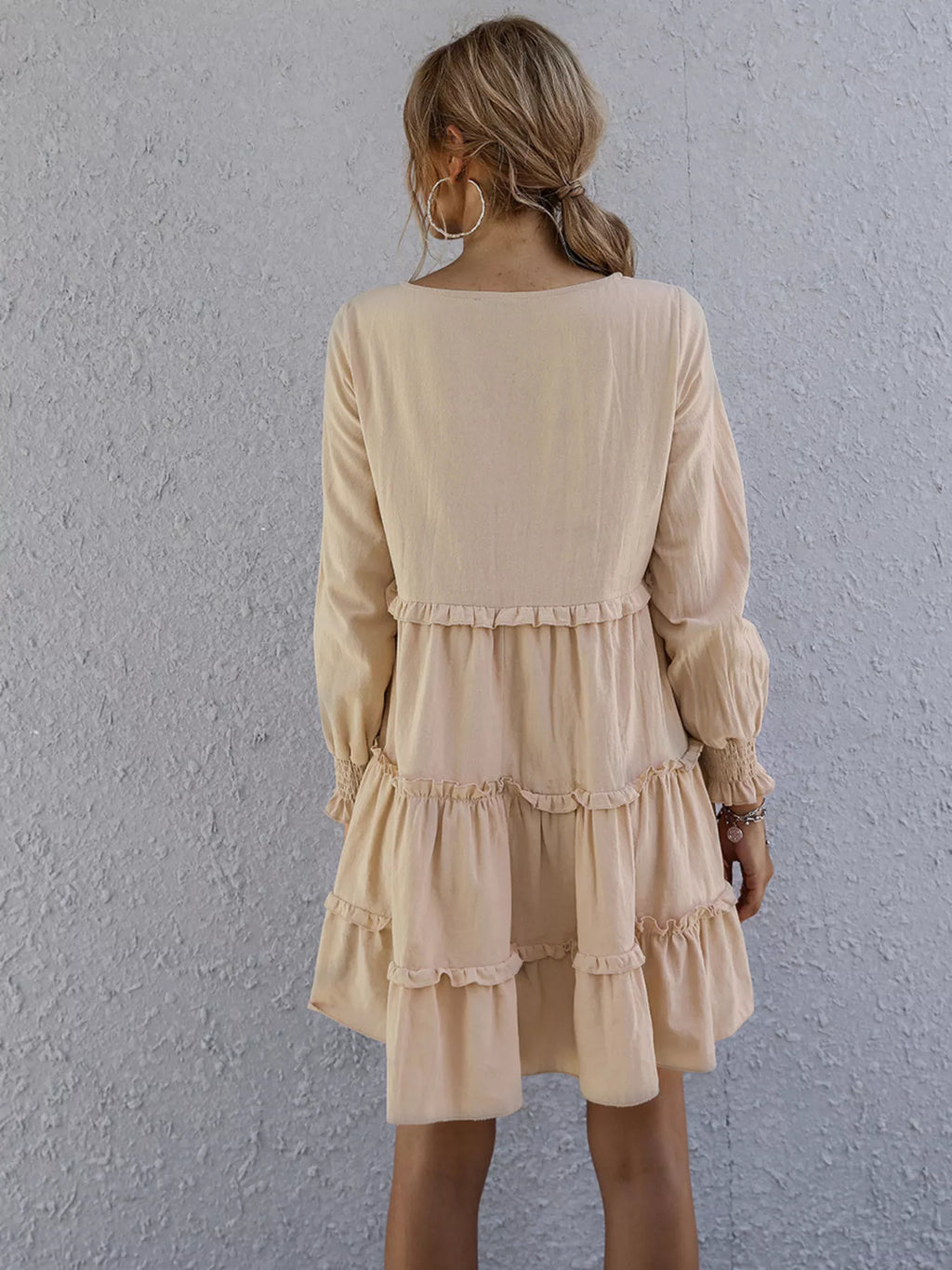 Ruffle Tiered Long Sleeve Mini Dress (6)