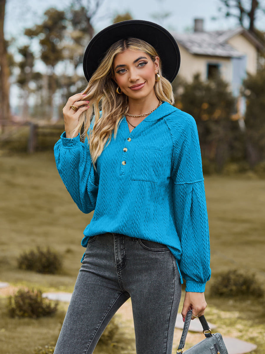 Cable-knit Dropped Shoulder Hoodie (11)