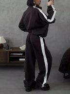 Contrast Side Stripe Zip Up Top Pants Set (6)