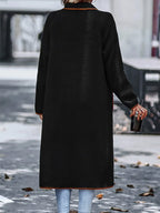 Full Size Contrast Trim Long Sleeve Coat Pockets (5)