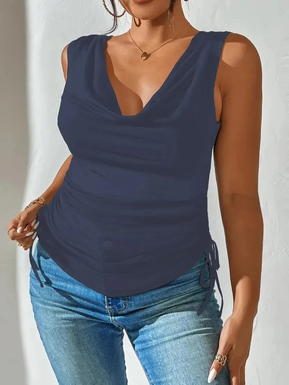 Side Drawstring Ruched Tank (22)