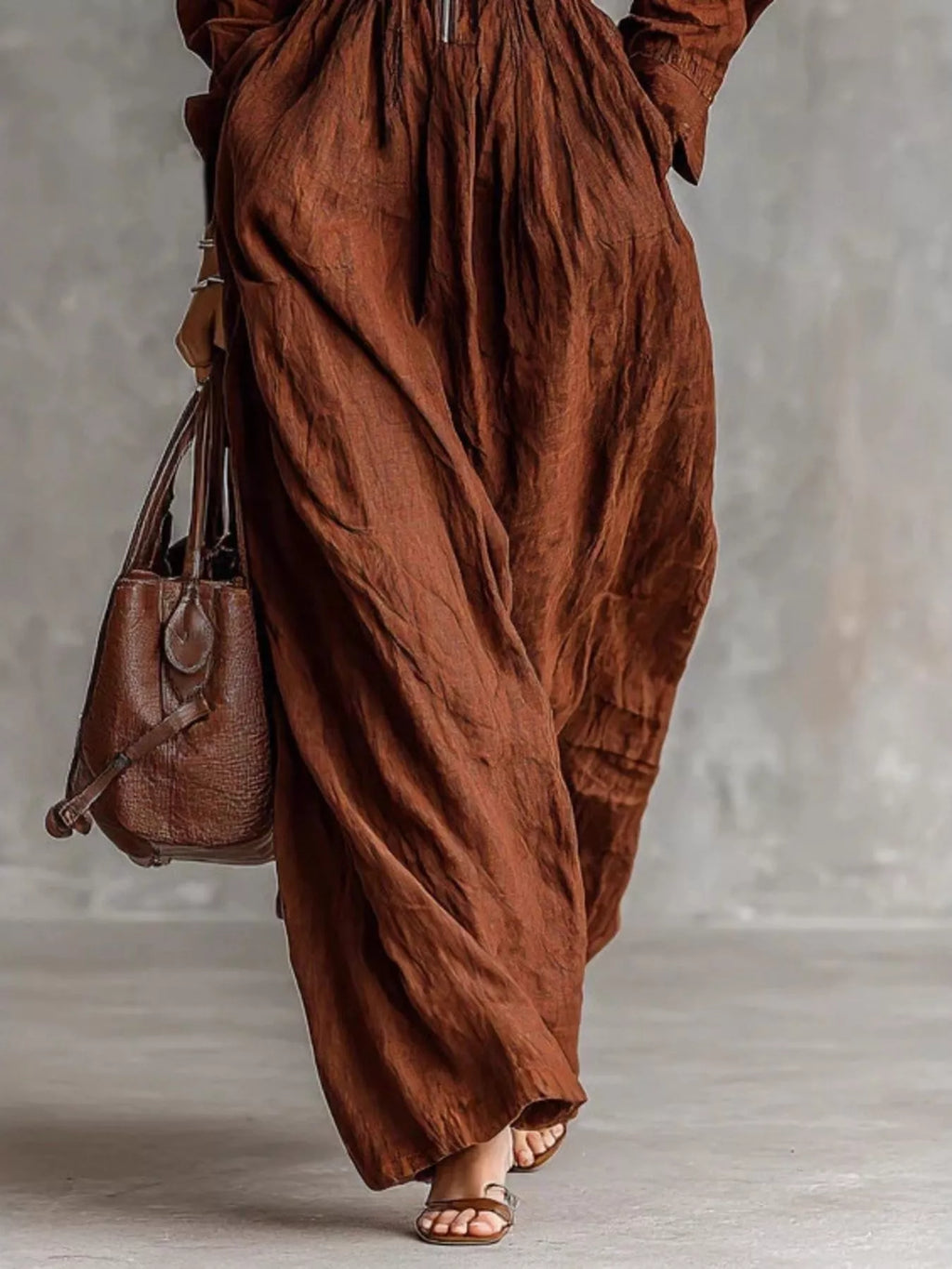 Zip-front Long Sleeve Maxi Shirt Dress (6)