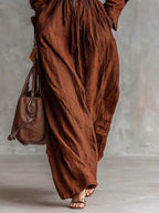 Zip-front Long Sleeve Maxi Shirt Dress (6)