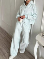 Fleece Zip-up Hoodie Joggers Set (19)