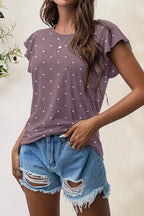 Printed Round Neck Short Sleeve T-shirt (29)