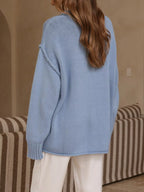 Crew Neck Dropped Shoulder Sweater (8)