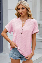 Eyelet Notched Short Sleeve T-shirt (30)