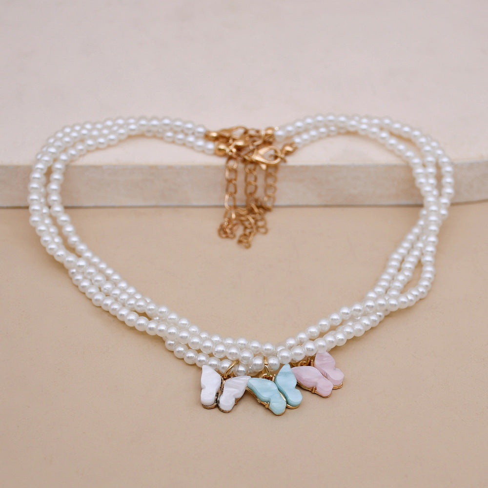 White Pearl Butterfly Necklace (7)