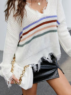 Frayed Hem Long Sleeve Sweater (33)
