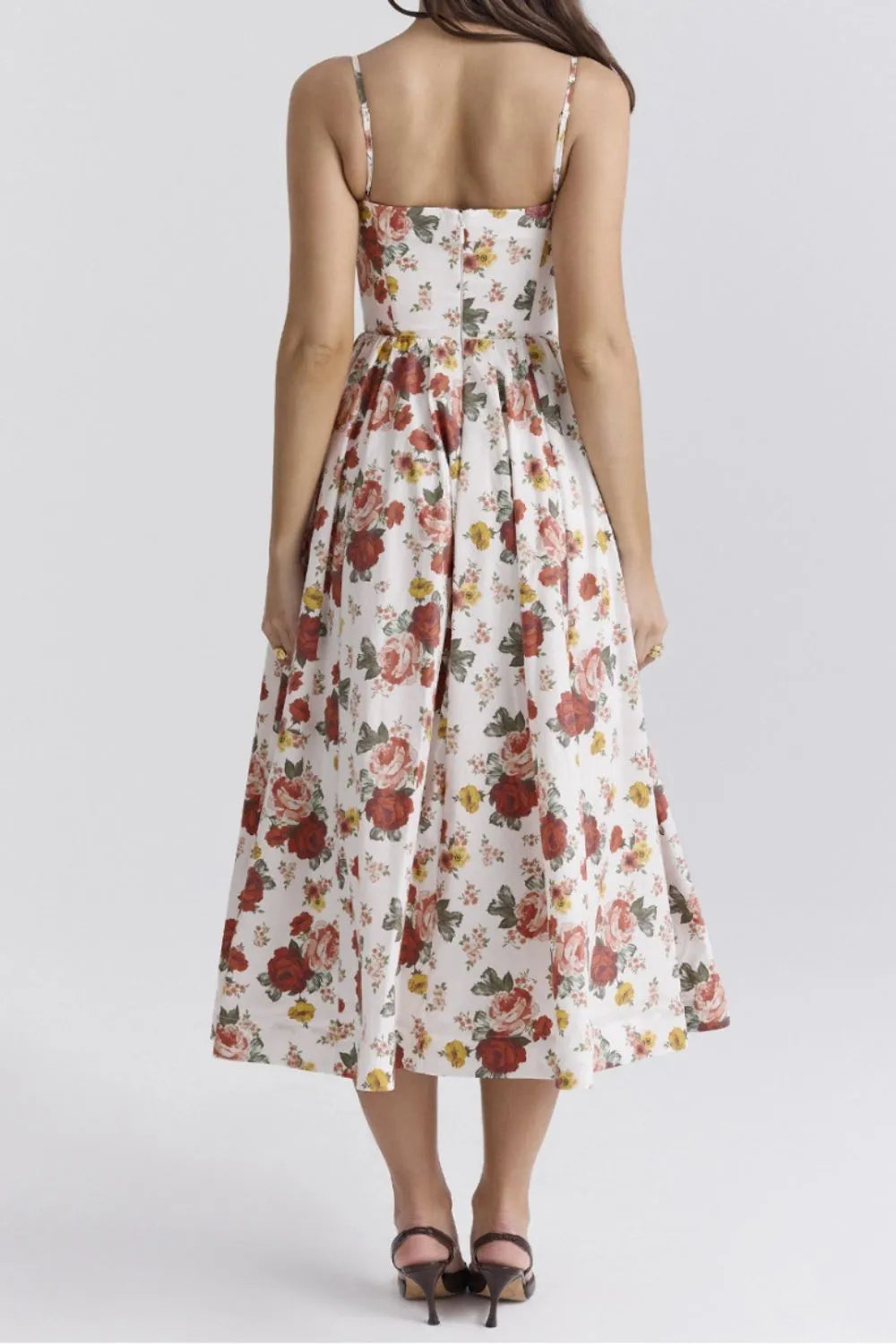 Floral Print Spaghetti Strap Midi Dress (6)