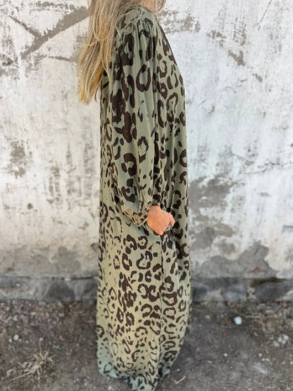 Full Size Printed V-neck Dress Pockets Plus (14)