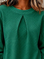Waffle Knit Round Neck Top (8)