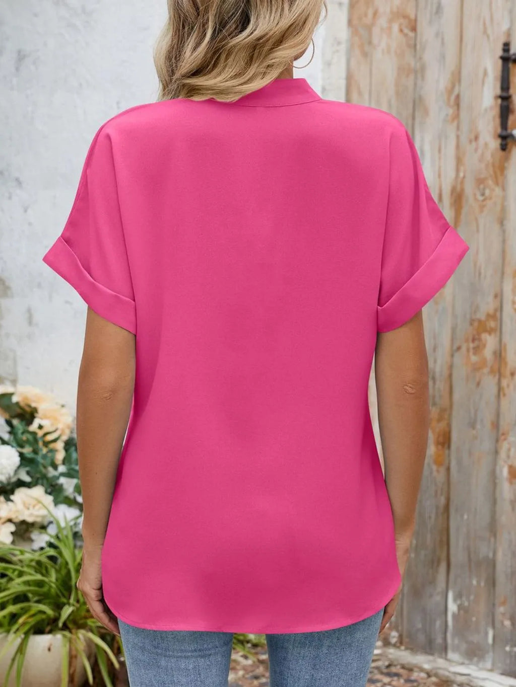 Notched Short Sleeve Blouse (18)