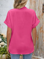 Notched Short Sleeve Blouse (18)