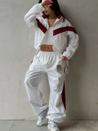 Block Zip Up Outerwear Pants Set (15)