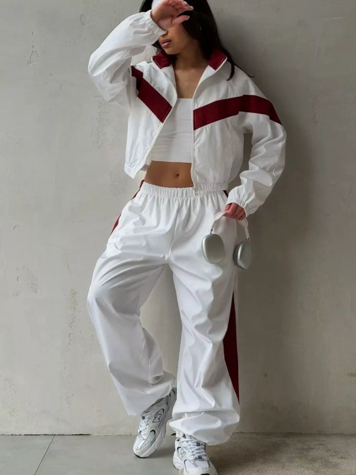 Block Zip Up Outerwear Pants Set (15)