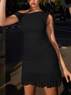 Ruffled Single Shoulder Mini Dress (7)