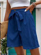 Tied High Waist Shorts Pockets (14)