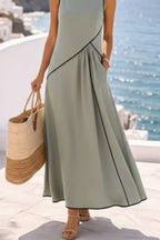 Sleeveless Casual Maxi Dress Contrast Trim (5)