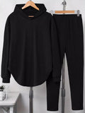 Textured Long Sleeve Hoodie Pants Set