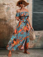 Ruffled Printed Off Shoulder Maxi Dress (15)