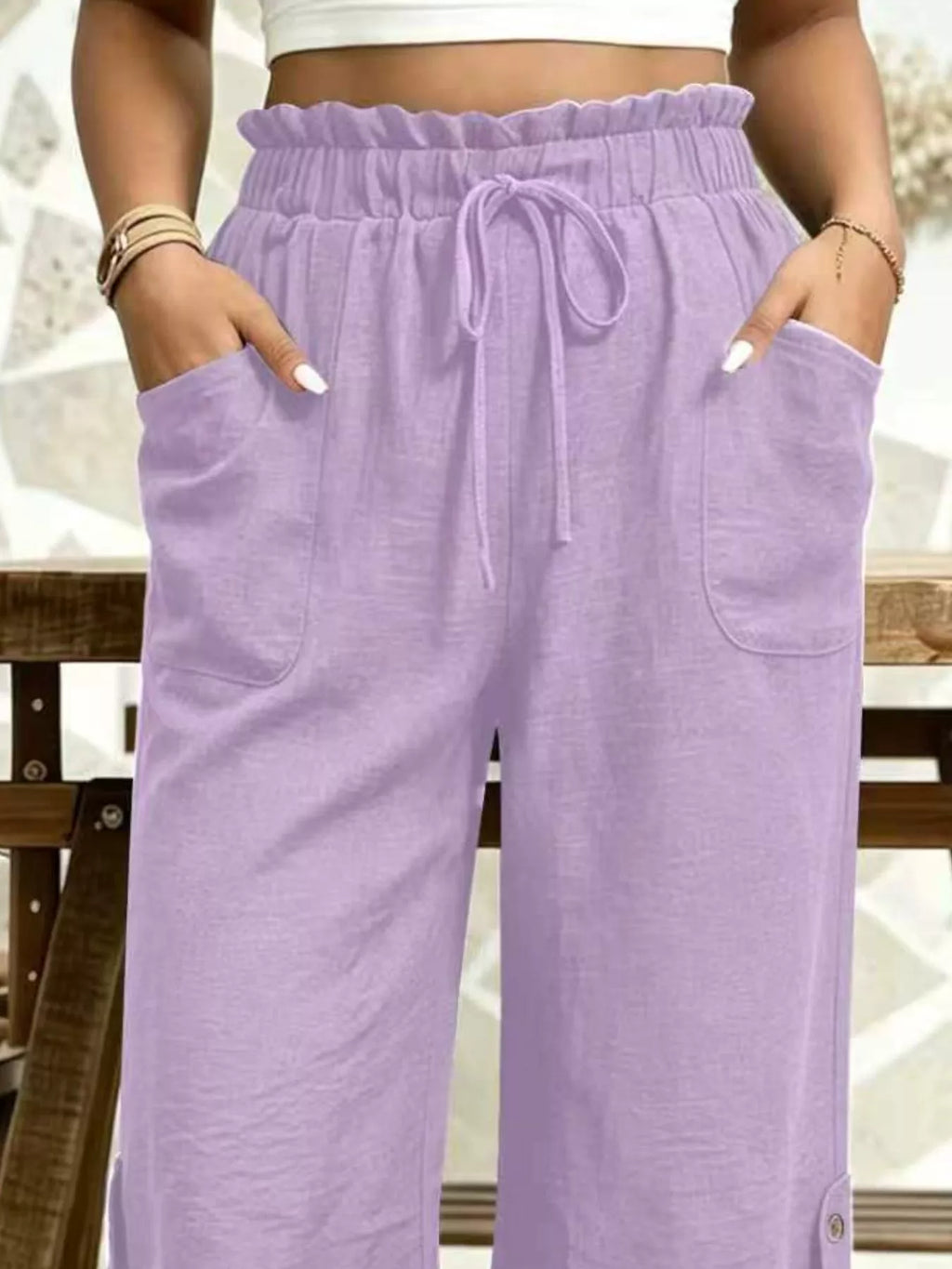 High-waisted Drawstring Capris (17)