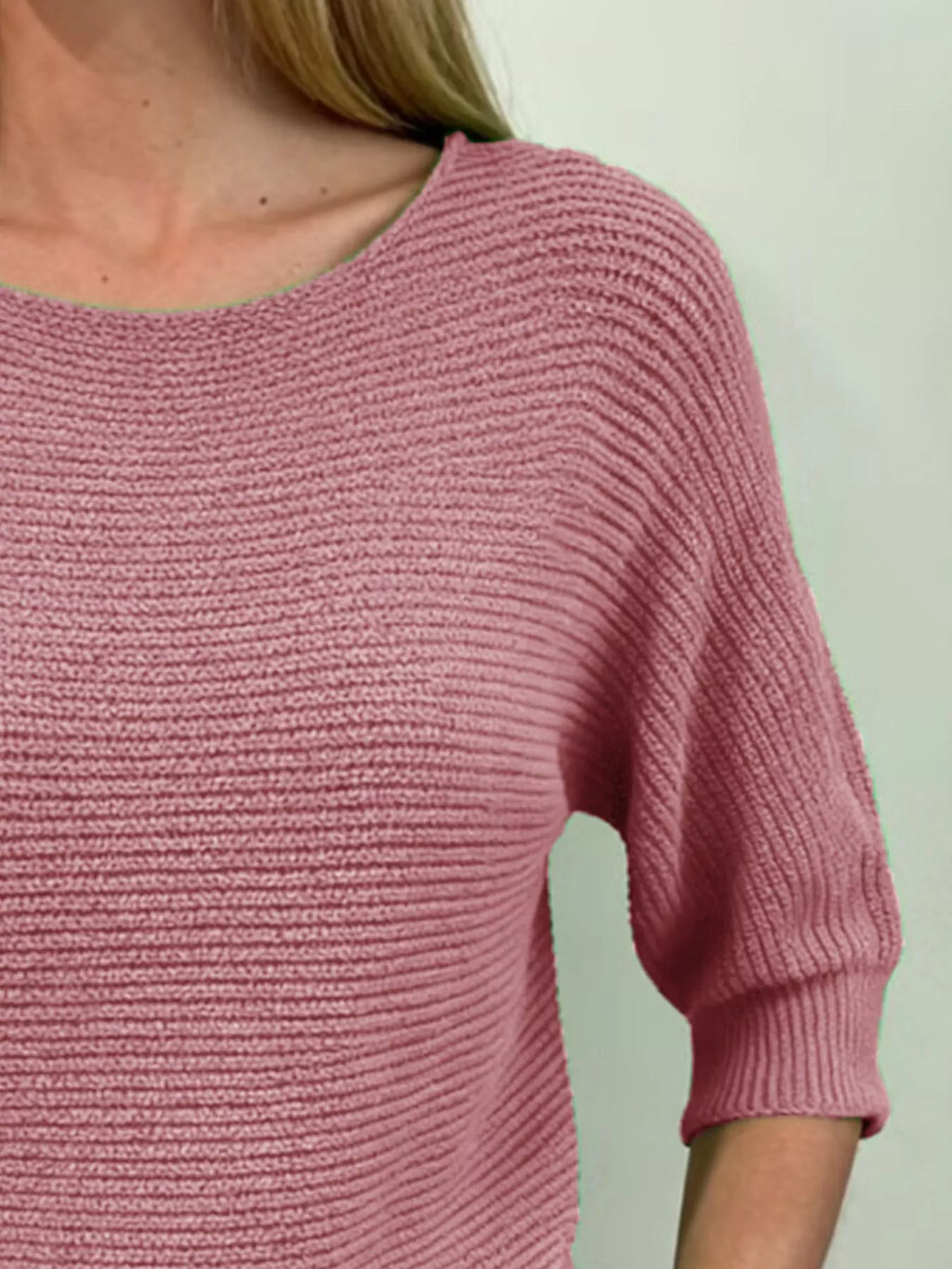 Full Size Ribbed Knit Round Neck Sweater Plus (22)