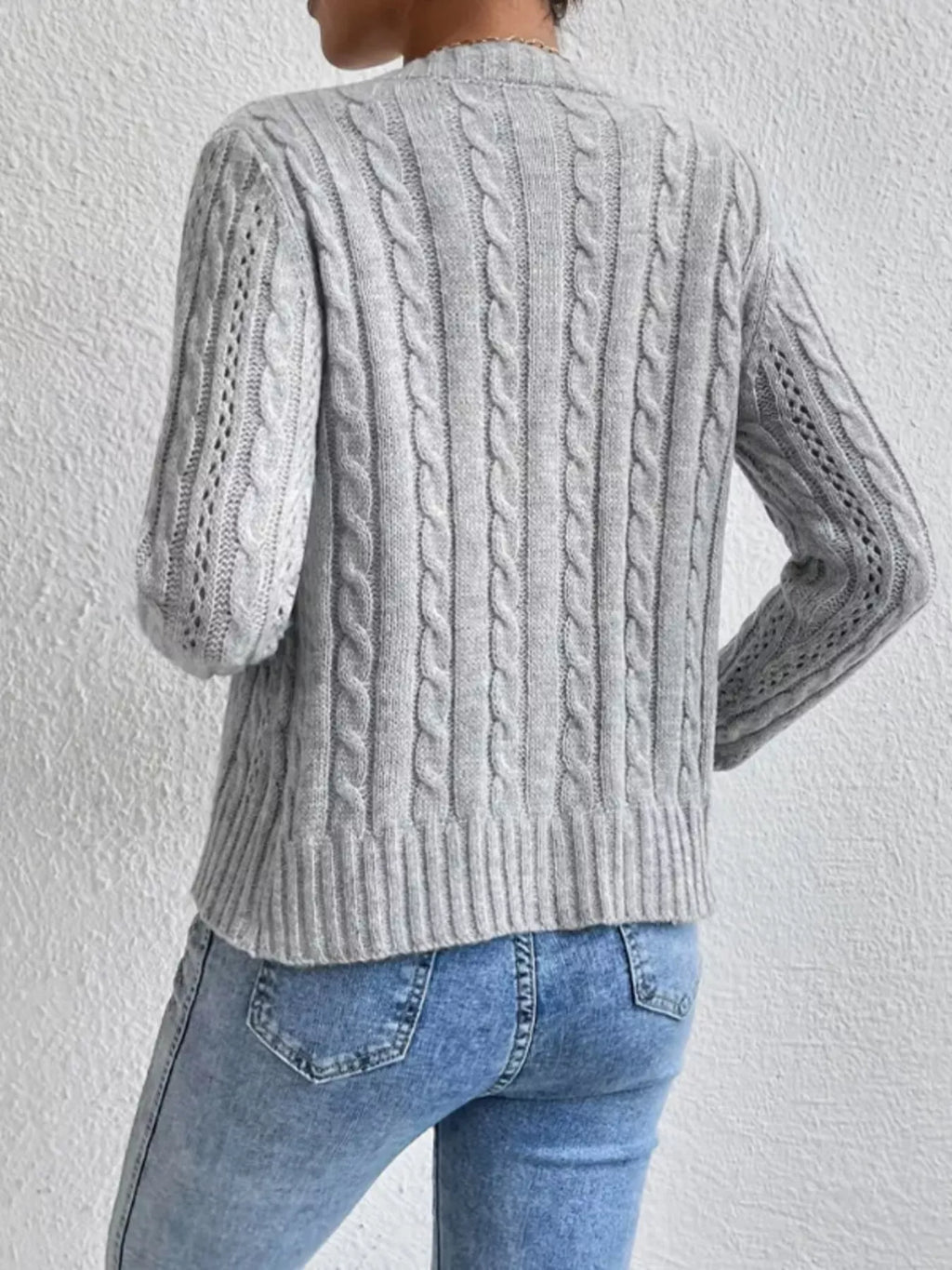 Cable Knit Button-up Cardigan (2)