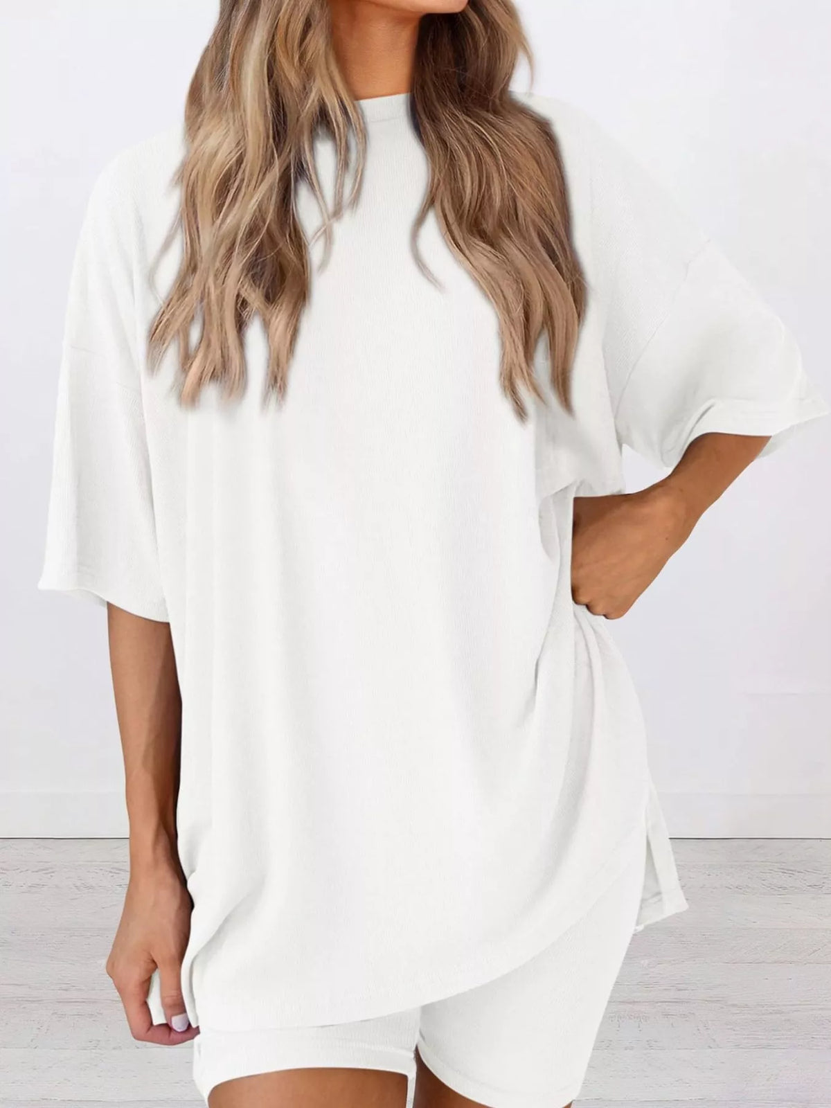 Full Size Half Sleeve T-shirt Shorts Set Plus (25)