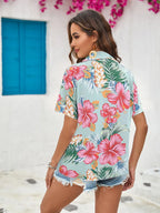 Printed Collared Neck Short Sleeve Shirt (6)