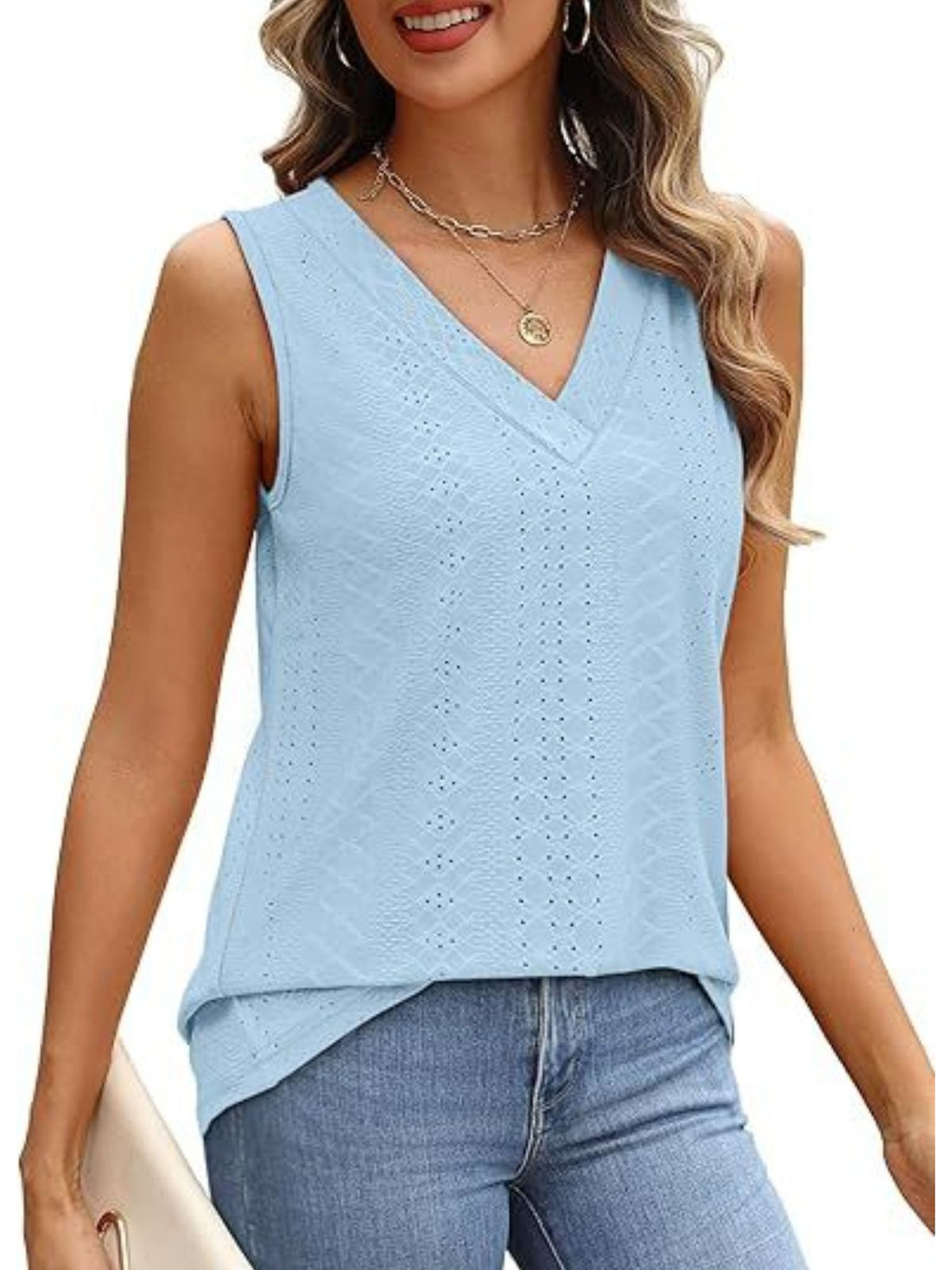 Eyelet V-neck Tank (3)