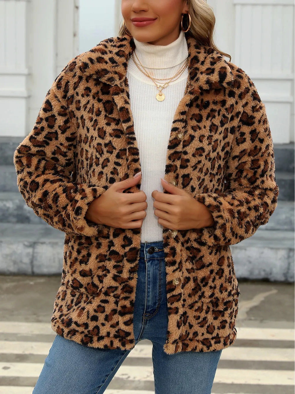 Button Up Drop Shoulder Fuzzy Jacket (23)