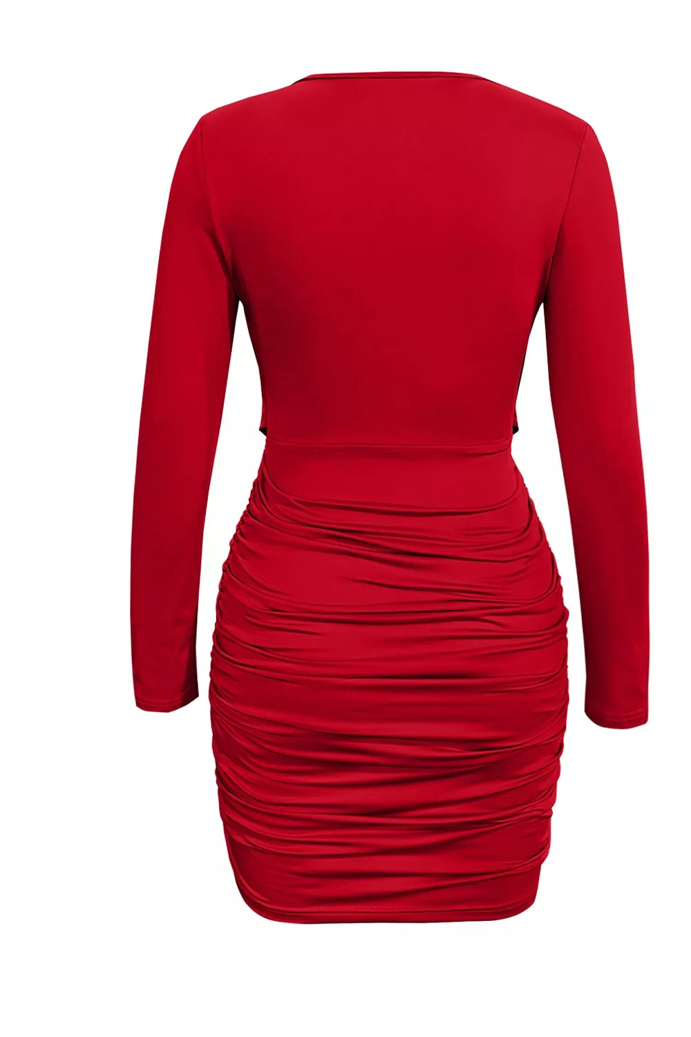 Ruched Cowl Neck Long Sleeve Mini Dress (14)