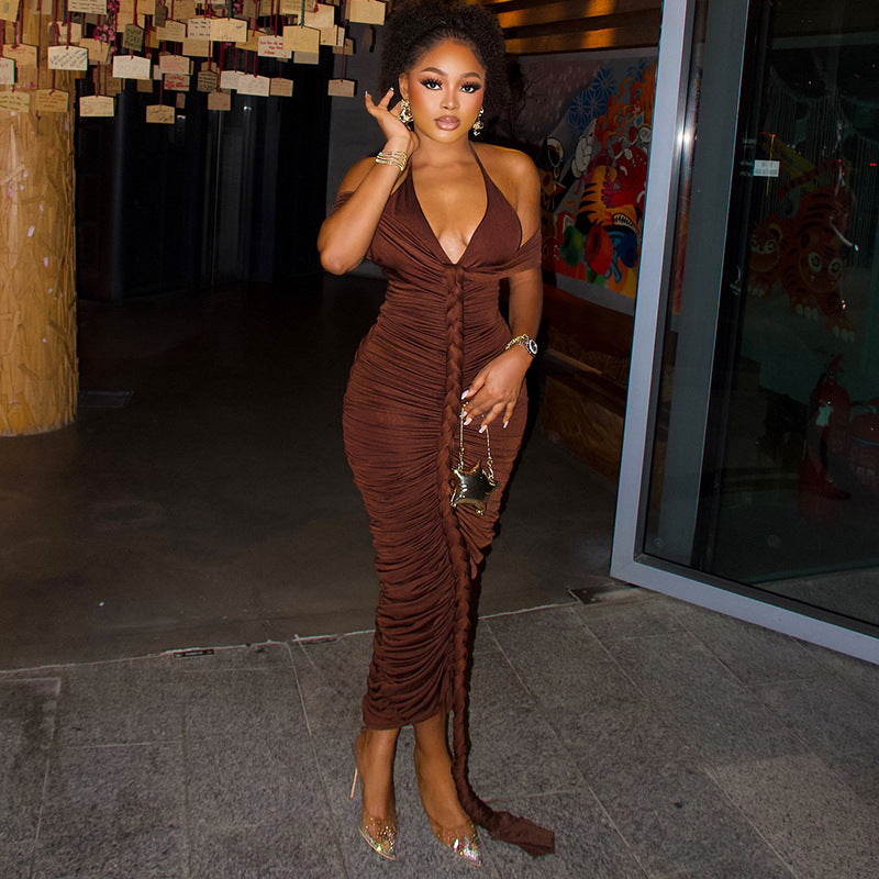 Halter Neck V-neck Long Dress photo 2