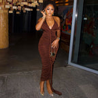 Halter Neck V-neck Long Dress photo 2