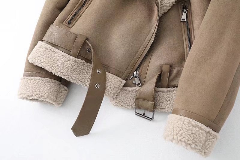 Fleece Autumn Winter Suede Fur Jacket Motorcycle photo 6