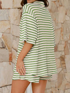 Striped Half Sleeve Top Shorts Set (27)