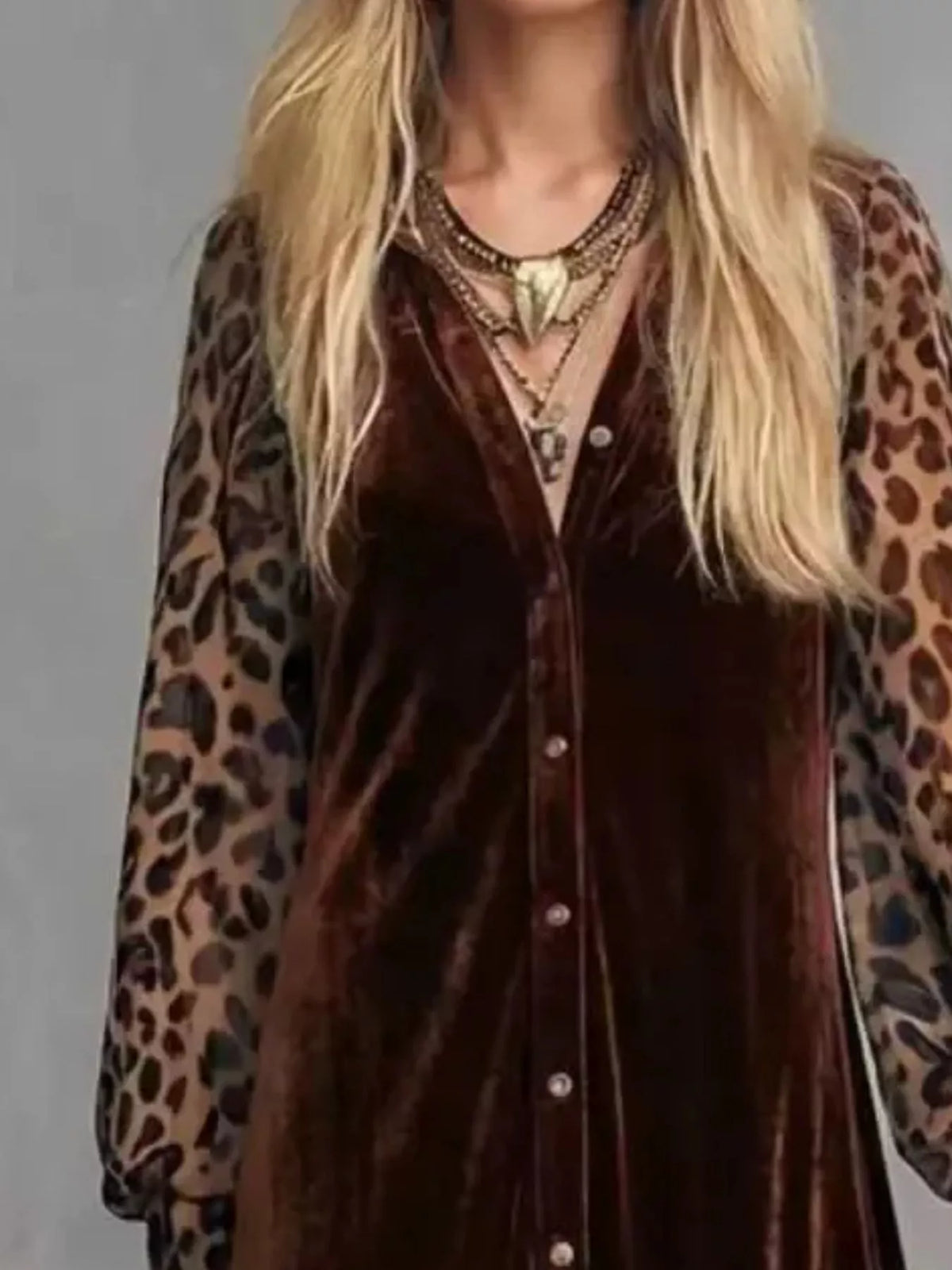 Leopard Velvet Button-down Maxi Dress (10)