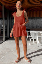 Full Size Scoop Neck Tie Shoulder Romper (17)