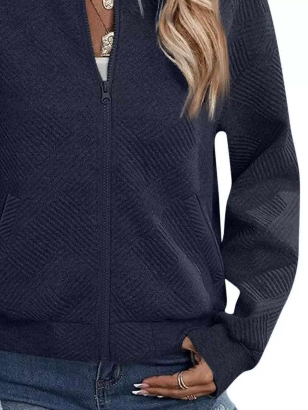 Textured Knit Zip-up Jacket (27)
