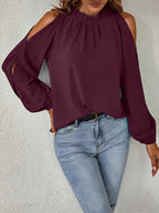 Cold Shoulder Frill Neck Blouse (2)