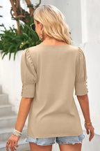 Round Neck Lantern Sleeve Blouse (20)