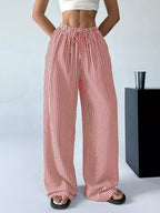Full Size Striped Drawstring Waist Wide Leg Pants Plus (2)