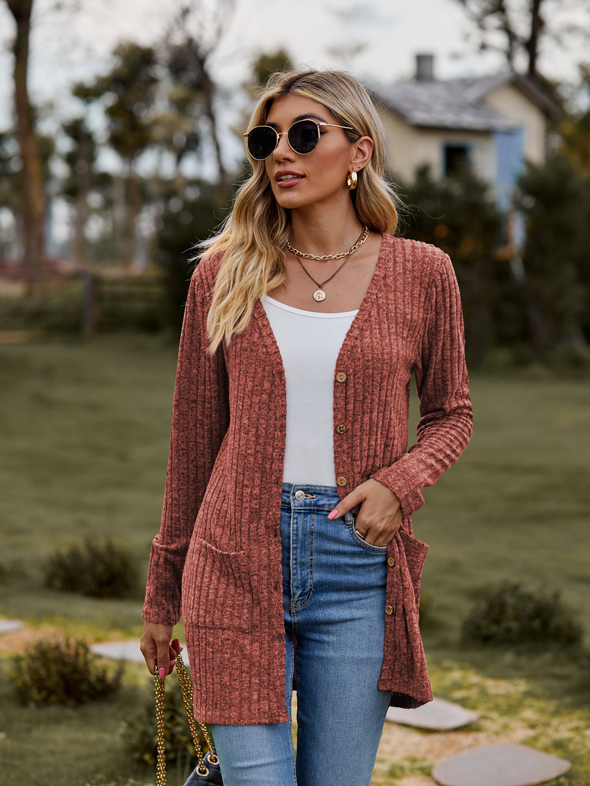 Ribbed Button-up Cardigan Pockets (13)