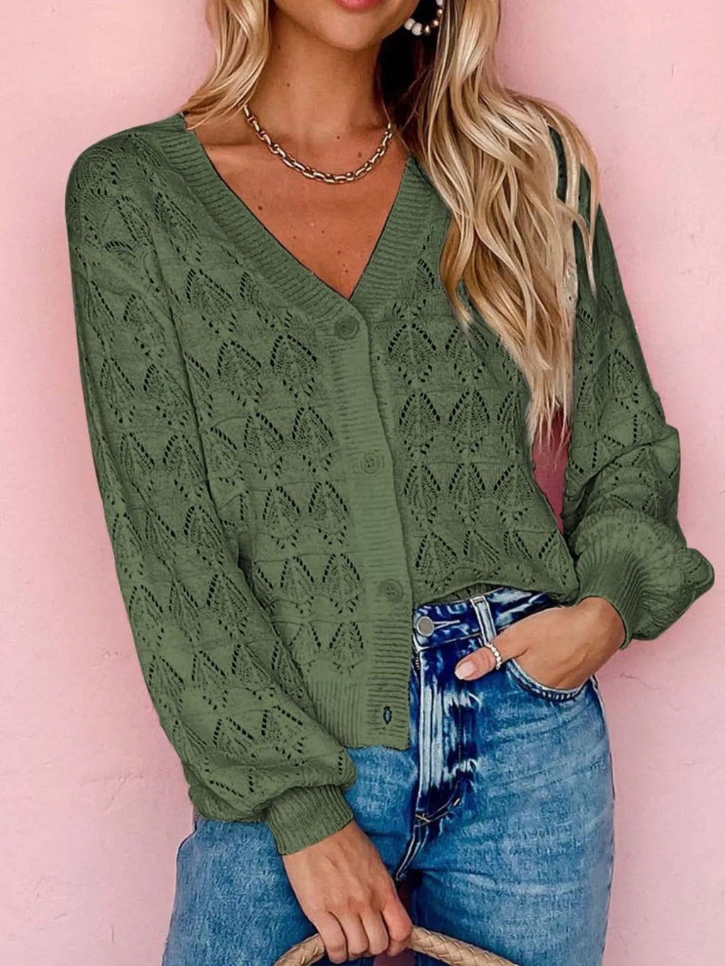 Openwork Button Up Cardigan (20)