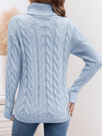Cable Knit Turtleneck Long Sleeve Sweater (4)