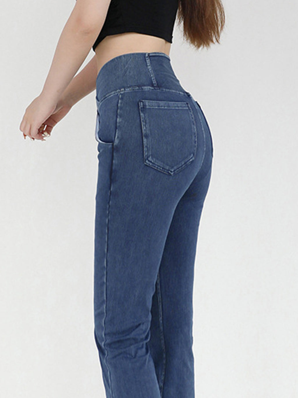 Wide Waistband Bootcut Jeans Pockets (6)